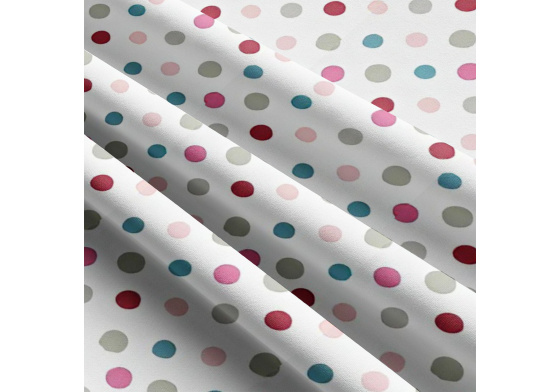 Children's cotton fabrics, by the meter. Dot 18 mm, Multi on White