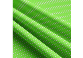 Children's cotton fabrics, by the meter. 3 mm Dot, White on Lettuce Green