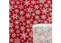 Christmas cotton fabric, by the meter, width 160 cm, White Snowflakes on Red