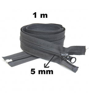 Spiral Zipper Detachable Graphite 5 mm length 100 cm