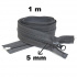 Spiral Zipper Detachable Graphite 5 mm length 100 cm
