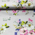 Cotton fabric Large Apple Blossom Flower on White.Gray