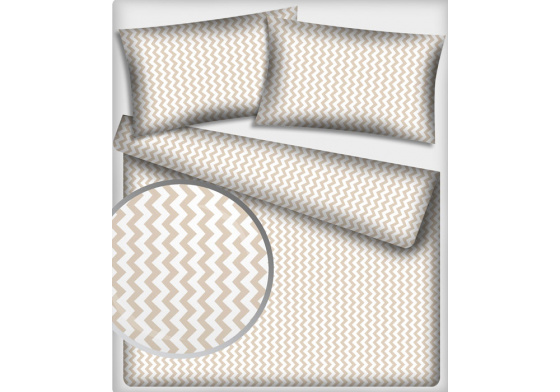 Dekorační dětské bavlněné látky metráž Cikcak barva béžová