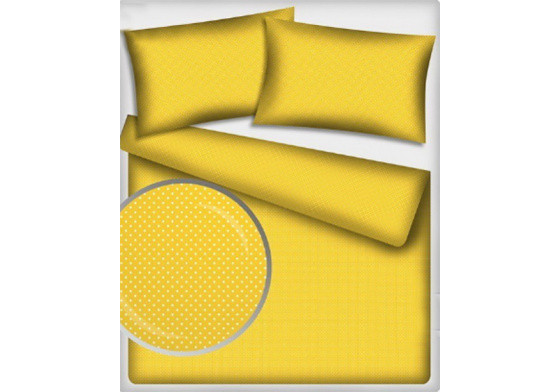 Dětské bavlněné látky vzor Puntík 7 mm bílý na žlutém, metráž