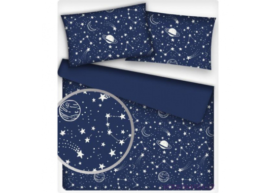 Dětská dekorační bavlněná látka vzor galaxie bílé na granátovém
