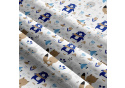 Cotton fabrics, by the meter. Animals Blue on White