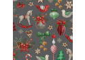 Christmas cotton fabric, by the meter, width 160 cm, Horses on Red