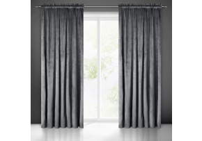 Decorative velour curtain with pleating tape GRAPHITE 140x270 cm Decorative velour curtain with pleating tape GRAPHITE 140x270 cm