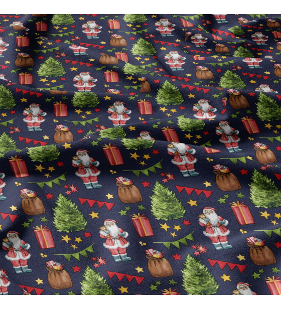 Christmas cotton fabric, by the meter, width 160 cm, Christmas Santa Claus