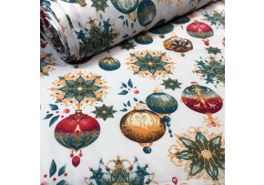 Christmas cotton fabric, by the meter, width 160 cm, Christmas Toys on White Christmas cotton fabric, by the meter, width 160 cm, Christmas Toys on White