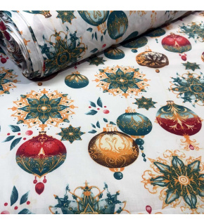 Christmas cotton fabric, by the meter, width 160 cm, Christmas Toys on White