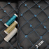 Eco-leather MIX 3x3 cm color Black quilted with Turquoise threads 1.2 m x 0.8 m