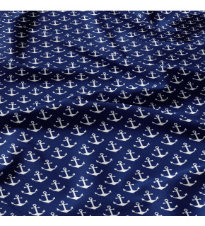 Children's cotton fabric by the meter Anchors White on Blue