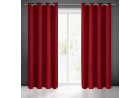 Zatemňovací Závěs s průchodkami ČERVENÁ 135X250 cm