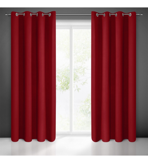 Zatemňovací Závěs s průchodkami ČERVENÁ 135X250 cm