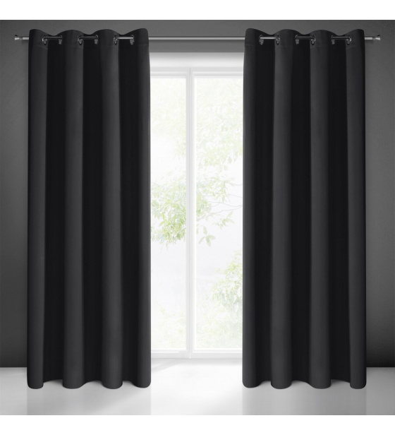 Zatemňovací Závěs s průchodkami ČERNÁ 135X250 cm
