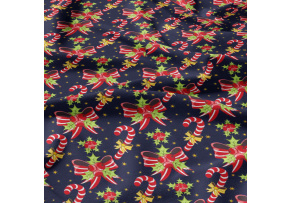 Christmas cotton fabric, by the meter, width 160 cm, Christmas Ornaments Red on Garnet