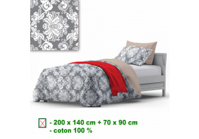 Cotton duvet cover with zipper, color Gray, 140x200 cm Cotton duvet cover with zipper, color Gray, 140x200 cm