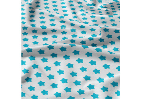 Children's Cotton Fabric Gingerbread Turquoise on White Children's Cotton Fabric Gingerbread Turquoise on White