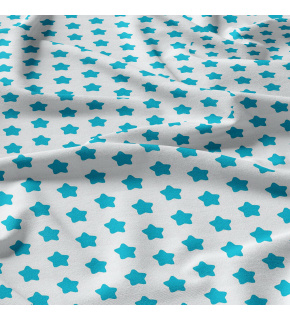 Children's cotton fabric 100% cotton, 125 g/m², width 160 cm, turquoise gingerbreads on white