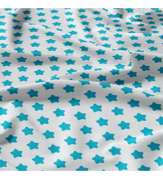 Children's cotton fabric 100% cotton, 125 g/m², width 160 cm, turquoise gingerbreads on white