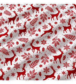 Christmas cotton fabric, sold by the meter, width 160 cm, Christmas on White pattern