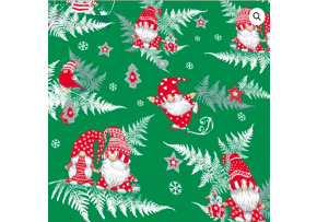 Christmas cotton fabric, by the meter, width 160 cm, Red Elves on Green