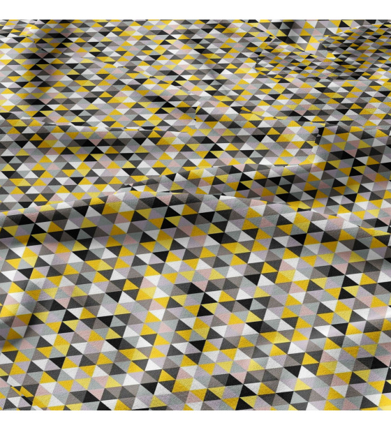 Cotton fabric 100% cotton, 125 g/m², width 160 cm, yellow and black triangles
