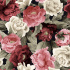 Velvet upholstery fabrics with print, Roses on Black