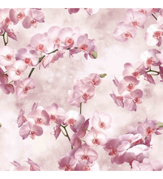 Velvet upholstery fabrics with print, Pink orchids