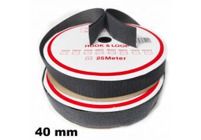 Hook and Loop Tape Set, color graphite, 40 mm, package 25 m Hook and Loop Tape Set, color graphite, 40 mm, package 25 m