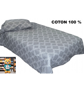Crepe bedding with zipper, color Gray, 140x200 cm