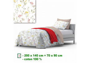 Cotton duvet cover with zipper, color White, 140x200 cm