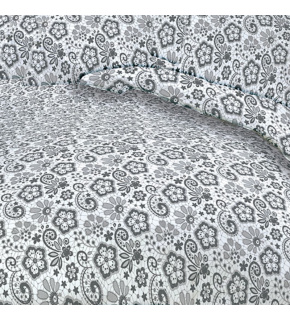 Cotton fabric 100% cotton, 125 g/m², width 160 cm, lace gray flowers on white