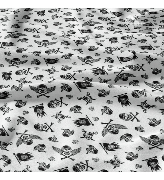 Cotton fabric 100% cotton, 125 g/m², width 160 cm, black skulls on white