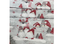 Christmas cotton fabric, by the meter, width 160 cm, Red Gnomes on Gray, Red snowflakes.flakes