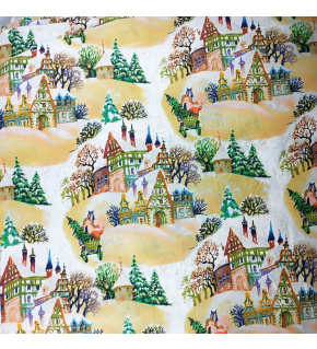 Christmas cotton fabric, by the meter, width 160 cm, Winter motif on White