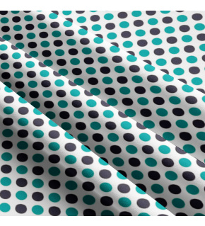Children's cotton fabrics, by the meter. Dot 22 mm, Blue and Turquoise on White