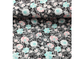 Cotton Fabric Flowers on Black