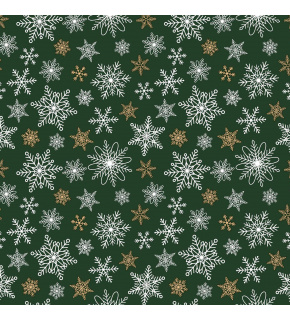 Christmas cotton fabric, by the meter, width 160 cm, Christmas stars on Green