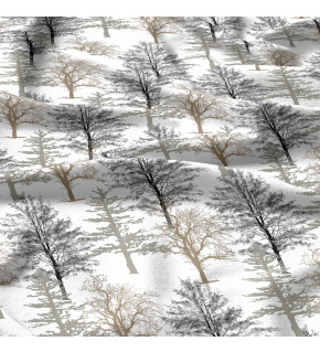 Cotton fabric 100% cotton, 125 g/m², width 160 cm, trees on white