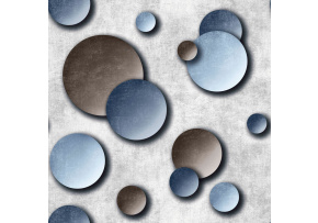 Velvet upholstery fabrics with print, Blue spheres on Grey
