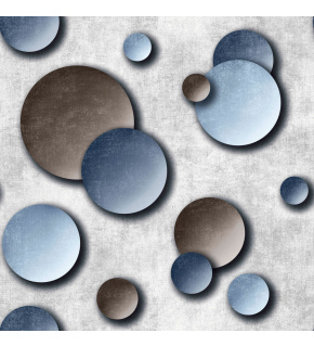 Velvet upholstery fabrics with print, Blue spheres on Grey