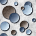 Velvet upholstery fabrics with print, Blue spheres on Grey