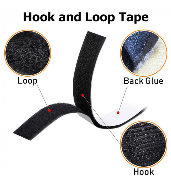 Pásek na suchý zip s lepidlem černý 20  mm