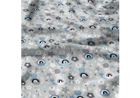 Cotton fabric by the meter. Snails Gray on Gray