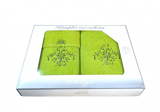 Set of 3 Terry Towels, Color Green
