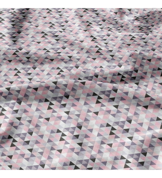 Cotton fabric 100% cotton, 125 g/m², width 160 cm, pink triangles 2 cm