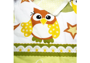 Cotton fabrics, by the meter. Green Owls on White