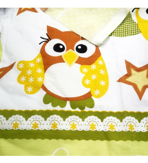 Cotton fabrics, by the meter. Green Owls on White Cotton fabrics, by the meter. Green Owls on White